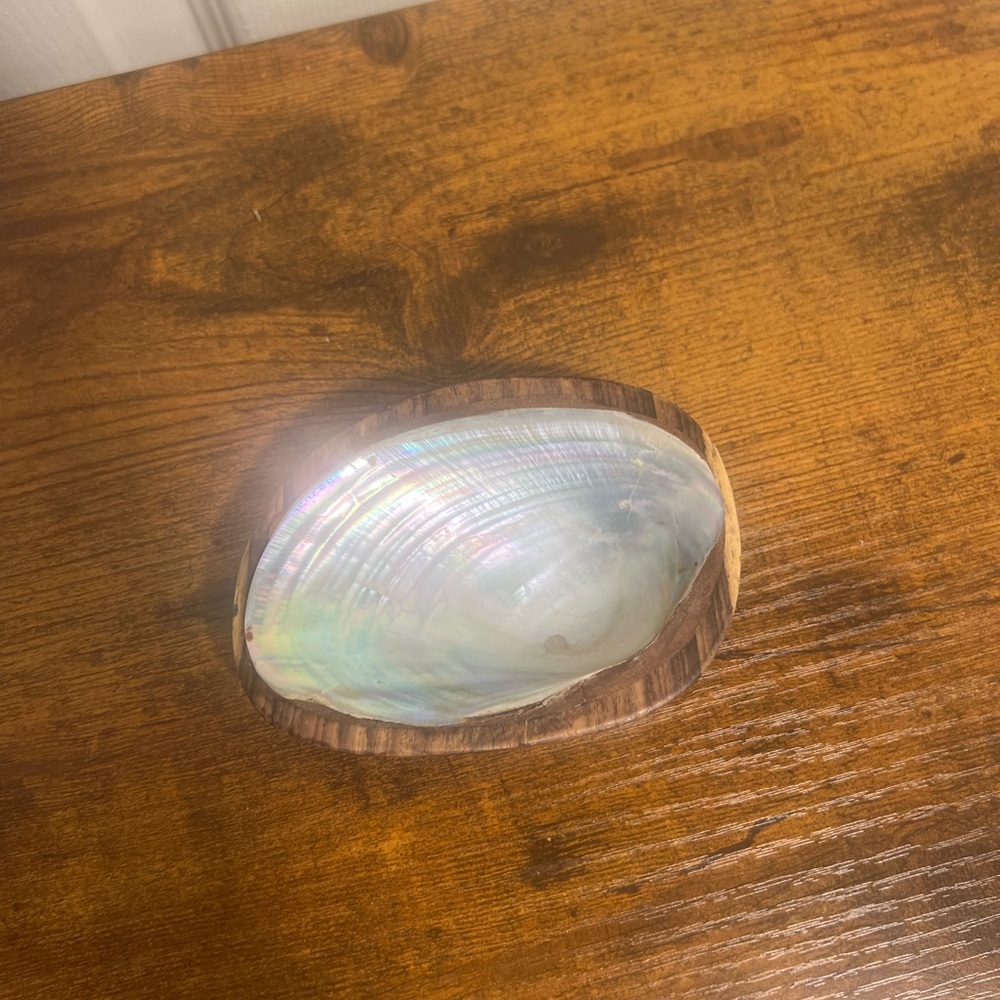 Lustrous Shell Accent trinket dish - mother of pearl inlay?